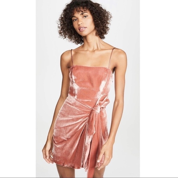 Cinq a Sept Kiki Velvet Knot Square Neck Mini Dress Pink Size 10 Cocktail Party